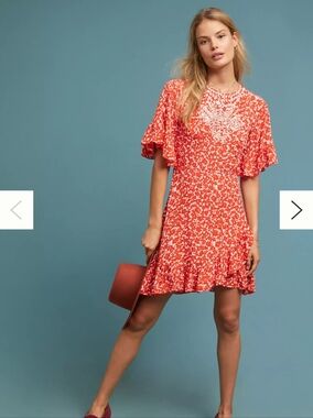 Ranna Gill Womens Midtown Embroidered Boho Mini Dress Medium wrap skirt ditsy